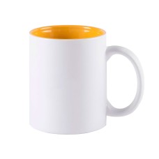 Кружка KULMER, белый с желтым, 350мл, 9,6х8,2см, тонкая керамика Кружка KULMER, белый с желтым, 350мл, 9,6х8,2см, тонкая керамика