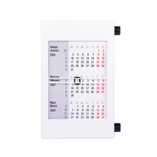 Календарь настольный на 2 года, белый с черным, 18х11 см, пластик, тампопечать, шелкография Календарь настольный на 2 года, белый с черным, 18х11 см, пластик, тампопечать, шелкография
