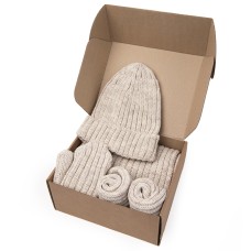Набор подарочный НАСВЯЗИ©: шапка, шарф, варежки, носки, бежевый Набор подарочный НАСВЯЗИ©: шапка, шарф, варежки, носки, бежевый