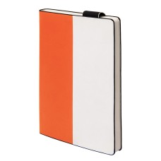 Бизнес-блокнот UNI, A5, бело-оранжевый, мягкая обложка, в линейку, черное ляссе Бизнес-блокнот UNI, A5, бело-оранжевый, мягкая обложка, в линейку, черное ляссе