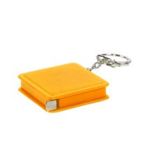 Брелок-рулетка (1 м), желтый, 4х4х1 см, пластик