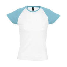 Футболка "Milky", белый с бирюзовым_L, 100% х/б, 150 г/м2 Футболка "Milky", белый с бирюзовым_L, 100% х/б, 150 г/м2