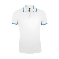 Поло "Pasadena Men" белый, голубой__2XL, 100% х/б, 200г/м2 Поло "Pasadena Men" белый, голубой__2XL, 100% х/б, 200г/м2