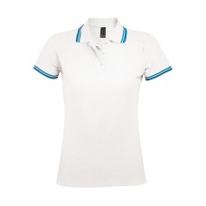 Поло "Pasadena Women" белый, голубой__M, 100% х/б, 200г/м2 Поло "Pasadena Women" белый, голубой__M, 100% х/б, 200г/м2