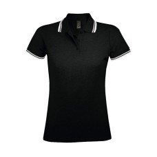 Поло "Pasadena Women" черный, белый__XL, 100% х/б, 200г/м2 Поло "Pasadena Women" черный, белый__XL, 100% х/б, 200г/м2