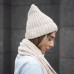 Шапка бини вязаная НАСВЯЗИ©, белый, 30% шерсть,70% акрил Шапка бини вязаная НАСВЯЗИ©, белый, 30% шерсть,70% акрил