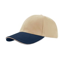 Бейсболка "LIBERTY SANDWICH",6 клиньев,сэндвич,металл.застежка,бежев. с синим,100% хлопок,250г/м2 Бейсболка "LIBERTY SANDWICH",6 клиньев,сэндвич,металл.застежка,бежев. с синим,100% хлопок,250г/м2