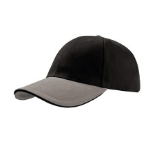 Бейсболка "LIBERTY SANDWICH",6 клиньев,сэндвич,металл.застежка, черный с серым,100% хлопок,250 г/м2 Бейсболка "LIBERTY SANDWICH",6 клиньев,сэндвич,металл.застежка, черный с серым,100% хлопок,250 г/м2