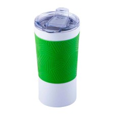 Термокружка вакуумная 'Funny" белая, зеленое яблоко, силикон Термокружка вакуумная 'Funny" белая, зеленое яблоко, силикон