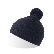 Шапка вязаная двойная Wind-S, с отворотом и помпоном, тёмно-синий, 100% переработанный полиэстер Шапка вязаная двойная Wind-S, с отворотом и помпоном, тёмно-синий, 100% переработанный полиэстер
