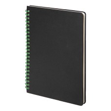 Блокнот на двойной пружине HELIX, 143 х 205 мм, черный с зелёным, блок в линейку Блокнот на двойной пружине HELIX, 143 х 205 мм, черный с зелёным, блок в линейку