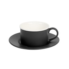 Чайная пара ICE CREAM, черный с белым кантом, 200 мл, фарфор Чайная пара ICE CREAM, черный с белым кантом, 200 мл, фарфор