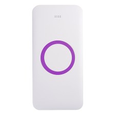 Универсальный аккумулятор с функцией беспроводной зарядки SATURN,белый с фиолетовым,15х7,3х1 Универсальный аккумулятор с функцией беспроводной зарядки SATURN,белый с фиолетовым,15х7,3х1