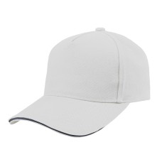 Бейсболка "Cover Sandwich", 5 клиньев, металлическая застежка, бел+т-син, 100% хлопок, 370 г/м2 Бейсболка "Cover Sandwich", 5 клиньев, металлическая застежка, бел+т-син, 100% хлопок, 370 г/м2