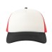 Бейсболка "RAPPER-S", 5 клиньев, пласт. заст, бел/красн/чёрн,100% переработанный полиэстер, 80 г/м2