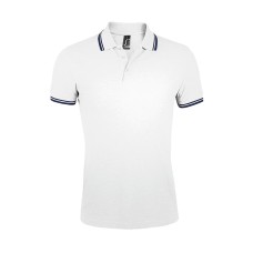 Поло "Pasadena Men" белый, темно-синий_2XL, 100% х/б, 200г/м2 Поло "Pasadena Men" белый, темно-синий_2XL, 100% х/б, 200г/м2