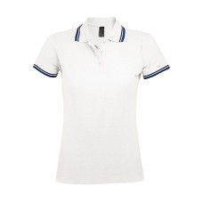 Поло "Pasadena Women", белый, темно-синий_S, 100% х/б, 200г/м2 Поло "Pasadena Women", белый, темно-синий_S, 100% х/б, 200г/м2