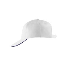 Бейсболка "LONG BEACH", 5 клиньев, метал. застежка, белый/т.синий, 100% хлопок, плотность 260 г/м2 Бейсболка "LONG BEACH", 5 клиньев, метал. застежка, белый/т.синий, 100% хлопок, плотность 260 г/м2