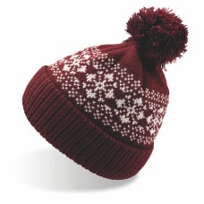 Шапка вязаная с снежинками и помпоном "FLAKE"_бордо, 100% акрил Шапка вязаная с снежинками и помпоном "FLAKE"_бордо, 100% акрил