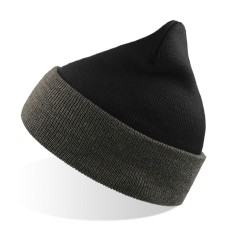 Шапка вязаная двойная "Wind", с отворотом_черный с серым,100% акрил Шапка вязаная двойная "Wind", с отворотом_черный с серым,100% акрил