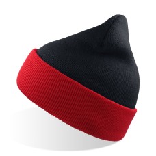 Шапка вязаная двойная "Wind", с отворотом_синяя с красным,100% акрил Шапка вязаная двойная "Wind", с отворотом_синяя с красным,100% акрил