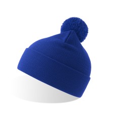 Шапка вязаная двойная Wind-S, с отворотом и помпоном, ярко-синий, 100% переработанный полиэстер Шапка вязаная двойная Wind-S, с отворотом и помпоном, ярко-синий, 100% переработанный полиэстер