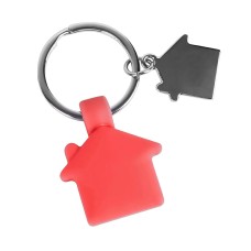 Брелок "HOME", красный, 3х3,5х0,6см,металл, силикон Брелок "HOME", красный, 3х3,5х0,6см,металл, силикон
