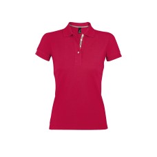 Поло "Portland Women", красный, серый_M, 100% х/б, 200г/м2