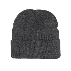 Шапка вязаная двойная "Essential", с отворотом, темно-серый меланж,100% акрил Шапка вязаная двойная "Essential", с отворотом, темно-серый меланж,100% акрил