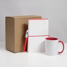 Набор подарочный WHITE VEIL: блокнот, ручка, кружка, белый/красный