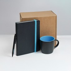 Набор подарочный HYPER: кружка, ежедневник, ручка, черный/голубой Набор подарочный HYPER: кружка, ежедневник, ручка, черный/голубой