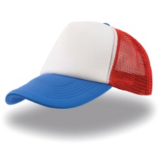 Бейсболка "RAPPER", 5 клиньев, пластиковая застежка,белый,синий, красный,100% п/э, плотность 80 г/м2 Бейсболка "RAPPER", 5 клиньев, пластиковая застежка,белый,синий, красный,100% п/э, плотность 80 г/м2