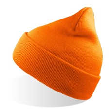 Шапка вязаная двойная Wind-S, оранжевый неон, 100% переработанный полиэстер Шапка вязаная двойная Wind-S, оранжевый неон, 100% переработанный полиэстер