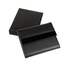 Футляр для карт, 20 кармашков, черный, 10,7х8,5х1,8 см, иск. кожа, металл, лазерная гравировка Футляр для карт, 20 кармашков, черный, 10,7х8,5х1,8 см, иск. кожа, металл, лазерная гравировка