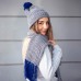Вязаный комплект шарф и шапка GoSnow, меланж c фурнитурой, синий, 70% акрил,30% шерсть Вязаный комплект шарф и шапка GoSnow, меланж c фурнитурой, синий, 70% акрил,30% шерсть