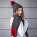 Вязаный комплект шарф и шапка GoSnow, антрацит c фурнитурой, красный, 70% акрил,30% шерсть Вязаный комплект шарф и шапка GoSnow, антрацит c фурнитурой, красный, 70% акрил,30% шерсть