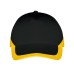 Бейсболка "BOOSTER", 5 клиньев, металлическая застежка, черный/желтый, 100% хлопок, 260г/м2 Бейсболка "BOOSTER", 5 клиньев, металлическая застежка, черный/желтый, 100% хлопок, 260г/м2