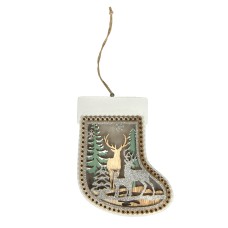 Украшение с подсветкой "Валенок", 17,5*14*2 cм, дерево, натуральный бежевый Украшение с подсветкой "Валенок", 17,5*14*2 cм, дерево, натуральный бежевый