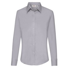 Рубашка "Lady-Fit Long Sleeve Oxford Shirt", светло-серый_M, 70% х/б, 30% п/э, 135 г/м2