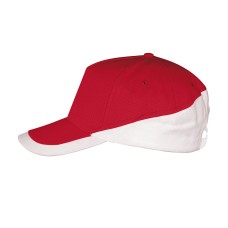 Бейсболка "BOOSTER", 5 клиньев, металлическая застежка, красный/белый, 100% хлопок, 260г/м2 Бейсболка "BOOSTER", 5 клиньев, металлическая застежка, красный/белый, 100% хлопок, 260г/м2