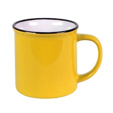 Кружка CAMP, желтая с черным кантом, 280мл, тонкая керамика Кружка CAMP, желтая с черным кантом, 280мл, тонкая керамика